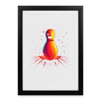 Dessin animé Bowling Retrowave - Affiche encadrée (27 × 37 cm) - noir - Devant