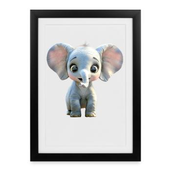 Elefant Afrika Safari Wildnis Liebe Süße Elefanten - Gerahmtes Poster (27 × 37 cm) - Schwarz - Vorne