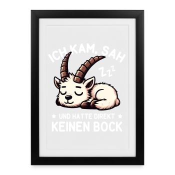 Süßer schlafender Steinbock hat null Bock - Gerahmtes Poster (27 × 37 cm) - Schwarz - Vorne