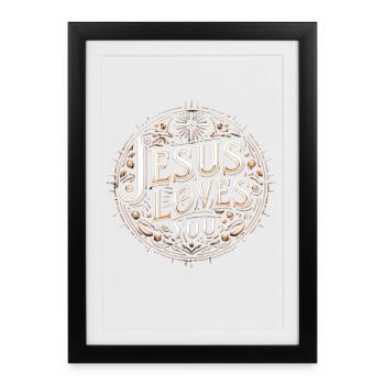 Jesus liebt dich Kreis - Gerahmtes Poster (27 × 37 cm) - Schwarz - Vorne