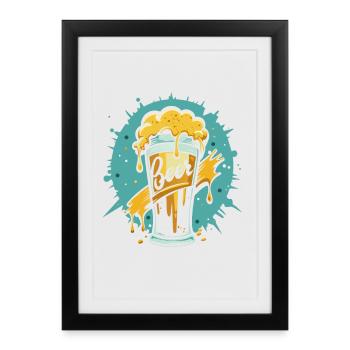 Foamy Beer Splash Graphic - Framed poster (27 × 37 cm) - black - Front