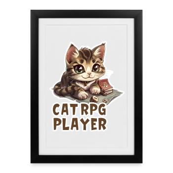 Joueur de rôle Cats RPG W20 Chemise de jeu de rôle - Affiche encadrée (27 × 37 cm) - noir - Devant