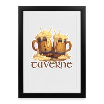 Chope de bière de taverne pleine de jeu de rôle de bière - Affiche encadrée (27 × 37 cm) - noir - Devant