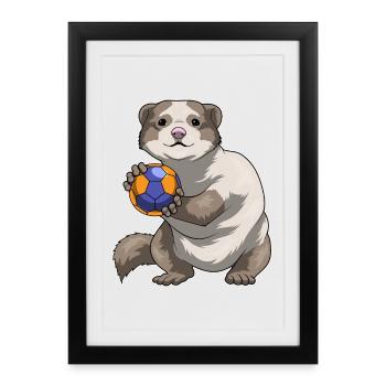 Ferret Handball Player Handball - Framed poster (27 × 37 cm) - black - Front