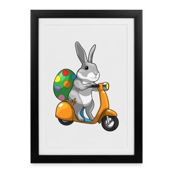 Trottinette de Pâques Bunny - Affiche encadrée (27 × 37 cm) - noir - Devant