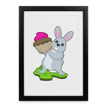 Cupcake lapin - Affiche encadrée (27 × 37 cm) - noir - Devant