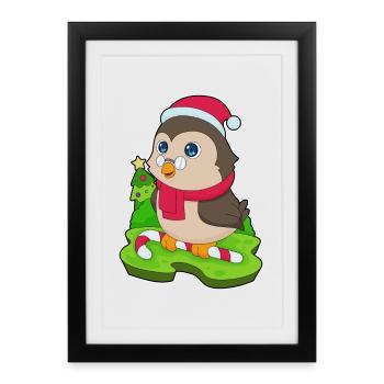 Owl Christmas Candy Cane - Framed poster (27 × 37 cm) - black - Front