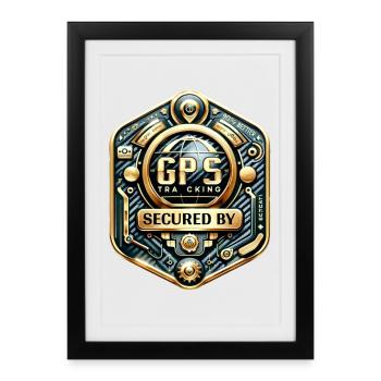 GPS Anti Theft Sticker Carbon-Gold - Framed poster (27 × 37 cm) - black - Front
