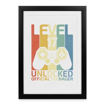 Niveau 17 Débloqué adolescent officiel - Affiche encadrée (27 × 37 cm) - noir - Devant