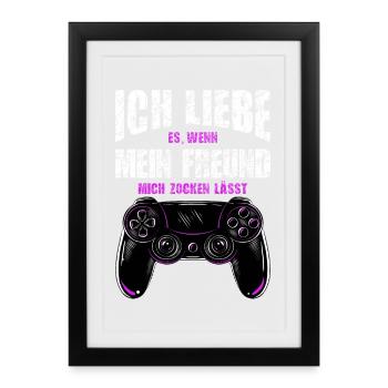 I love it when my boyfriend lets me gamble - Framed poster (27 × 37 cm) - black - Front