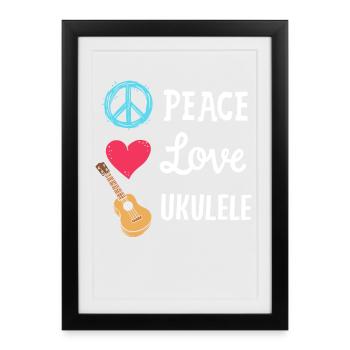 Ukulele Ukulele-Spieler - Gerahmtes Poster (27 × 37 cm) - Schwarz - Vorne