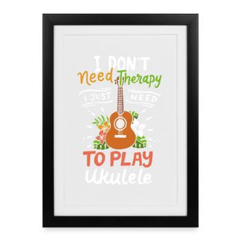 Ukulele Ukulele-Spieler - Gerahmtes Poster (27 × 37 cm) - Schwarz - Vorne
