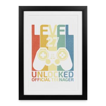 Niveau 27 Débloqué Adolescent officiel - Affiche encadrée (27 × 37 cm) - noir - Devant