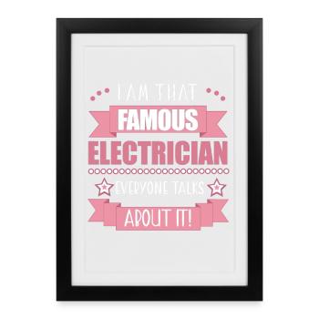 Électricien Profession Femme Cadeau - Affiche encadrée (27 × 37 cm) - noir - Devant