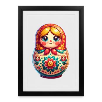 Russe Khokhloma Russie Russe Russe - Affiche encadrée (27 × 37 cm) - noir - Devant