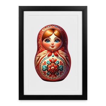 Russe Khokhloma Russie Russe Russe - Affiche encadrée (27 × 37 cm) - noir - Devant