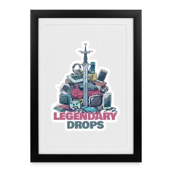 Sleeves légendaires Gamer RPG Loot Shirt - Affiche encadrée (27 × 37 cm) - noir - Devant