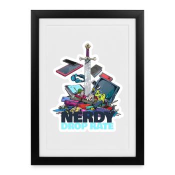 T-shirt de gamer niveau loot à taux de drop nerd - Affiche encadrée (27 × 37 cm) - noir - Devant