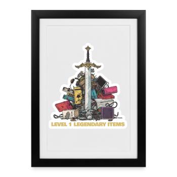 T-shirt RPG de niveau 1 pour monter le niveau du butin légendaire - Affiche encadrée (27 × 37 cm) - noir - Devant