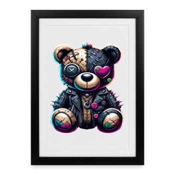 Punk Emo Plush Teddy Bear - Framed poster (27 × 37 cm) - black - Front