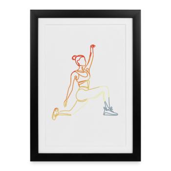 Croquis de femme de remise en forme - Affiche encadrée (27 × 37 cm) - noir - Devant