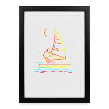 Windsurfing Steamwave - Framed poster (27 × 37 cm) - black - Front