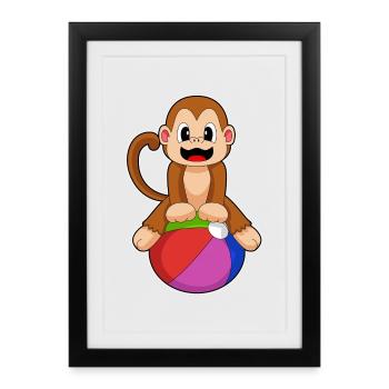 Gymnastique de gymnastique Monkey Workout - Affiche encadrée (27 × 37 cm) - noir - Devant