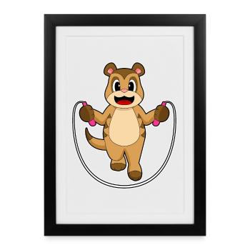 Meerkat Jumping Rope Skipping Rope Fitness - Framed poster (27 × 37 cm) - black - Front