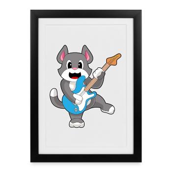 Cat Musician Guitar Music - Framed poster (27 × 37 cm) - black - Front