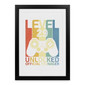 Niveau 29 Débloqué : Adolescent officiel - Affiche encadrée (27 × 37 cm) - noir - Devant