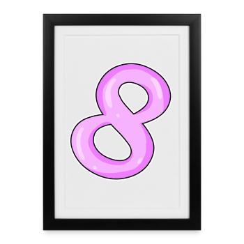 Number 8 Number Eight Motif Pink - Framed poster (27 × 37 cm) - black - Front