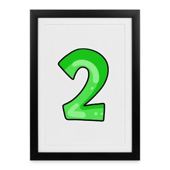 Deux - 2 - Nombre - Affiche encadrée (27 × 37 cm) - noir - Devant