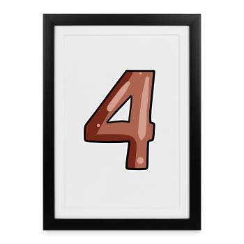 4 Numéro Numéro Quatre Marron - Affiche encadrée (27 × 37 cm) - noir - Devant