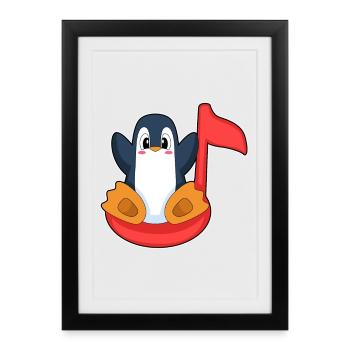 Note musicale du Pingouin - Affiche encadrée (27 × 37 cm) - noir - Devant