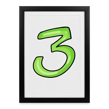 Three - 3 - Number 3 - Number 3 - Framed poster (27 × 37 cm) - black - Front