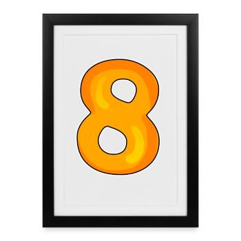 Number 8 Number Eight Motif - Framed poster (27 × 37 cm) - black - Front
