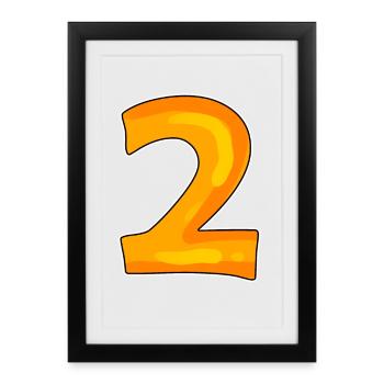 Two - 2 - Number Number - Framed poster (27 × 37 cm) - black - Front