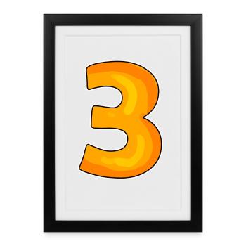 Three - 3 - Number 3 - Number 3 - Framed poster (27 × 37 cm) - black - Front