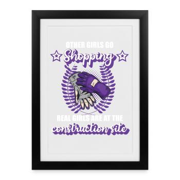 Construction Worker Roofer Site Girl Gift - Framed poster (27 × 37 cm) - black - Front