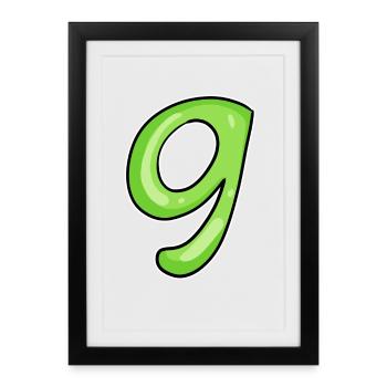 Number 9 - Nine - 9 Motif Green Light Green - Framed poster (27 × 37 cm) - black - Front