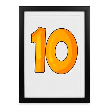 Ten 10 Number Number - Framed poster (27 × 37 cm) - black - Front