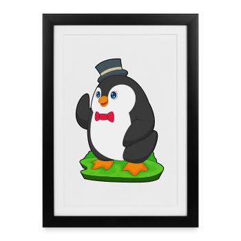 Penguin Groom Top Hat Wedding - Framed poster (27 × 37 cm) - black - Front