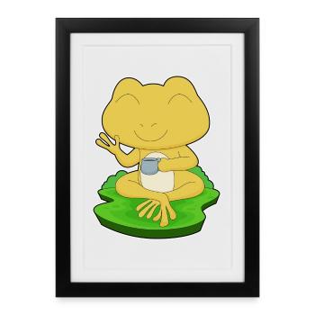 Grenouille tasse de café - Affiche encadrée (27 × 37 cm) - noir - Devant
