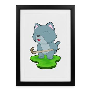 Hockey sur gazon Cat Sports de hockey sur gazon - Affiche encadrée (27 × 37 cm) - noir - Devant