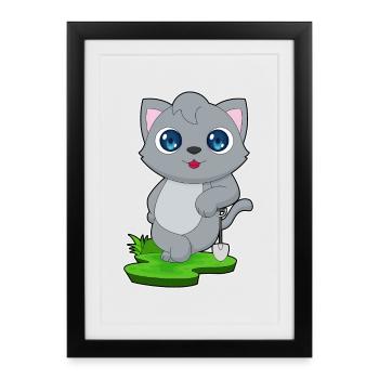 Jardin de la pelle Jardinier Chat - Affiche encadrée (27 × 37 cm) - noir - Devant
