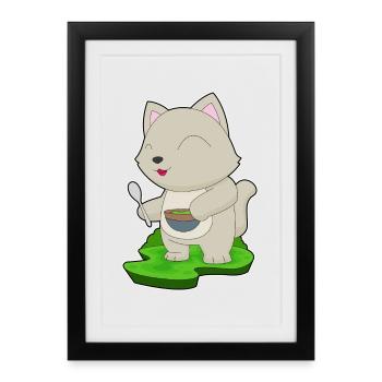 Cuisson dans un bol de cuisson pour chats - Affiche encadrée (27 × 37 cm) - noir - Devant