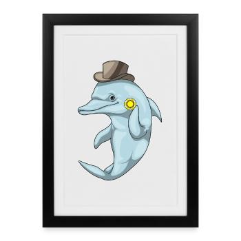Dolphin Poker Jetons de Poker - Affiche encadrée (27 × 37 cm) - noir - Devant