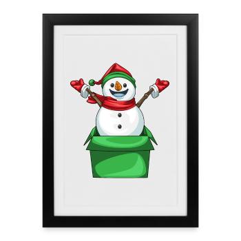 Snowman Christmas Cardboard Box - Framed poster (27 × 37 cm) - black - Front