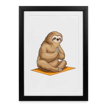 Méditation de fitness au yoga paresseux - Affiche encadrée (27 × 37 cm) - noir - Devant