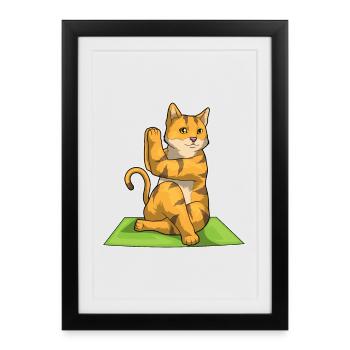 Gymnastique de fitness yoga pour chats - Affiche encadrée (27 × 37 cm) - noir - Devant